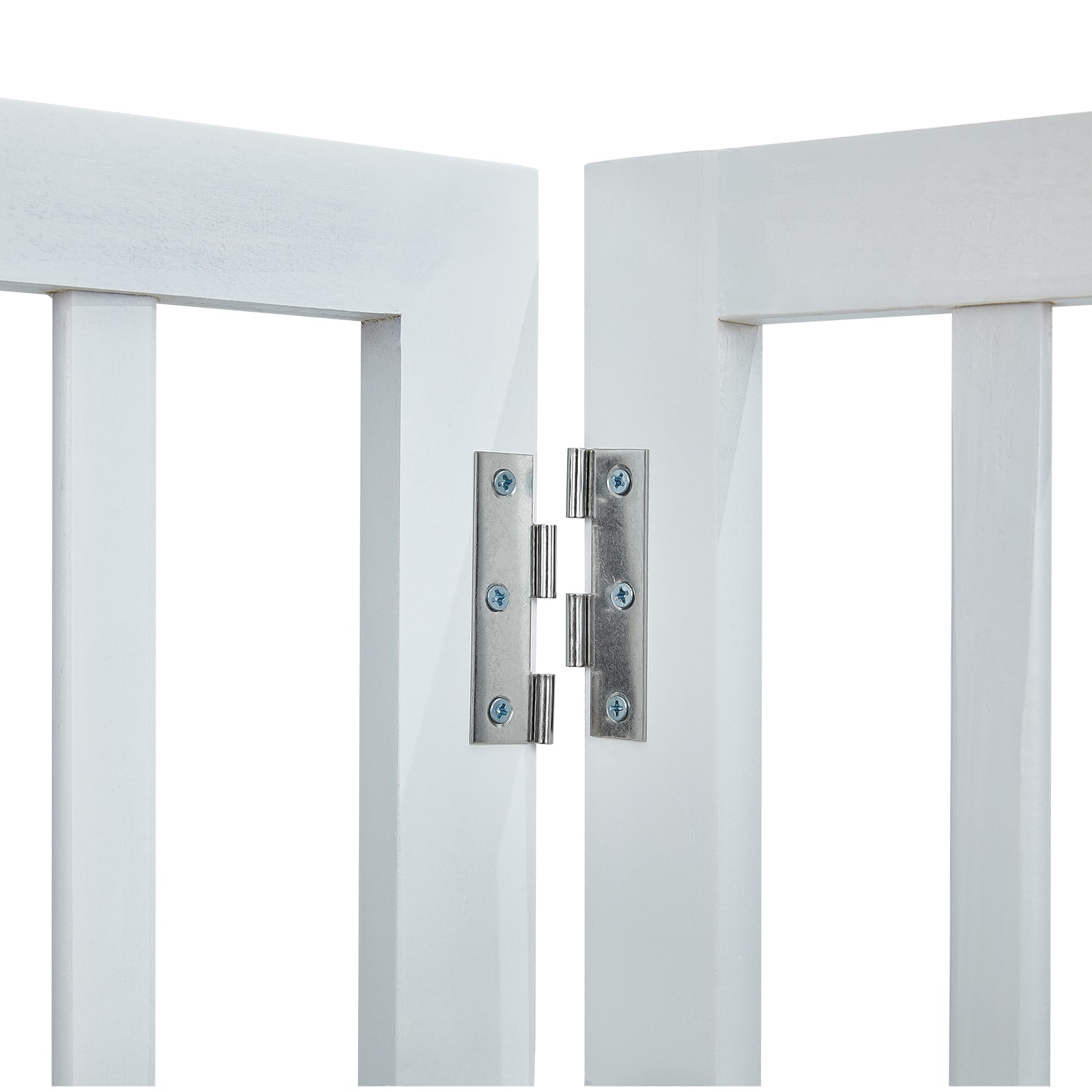 Foldable Freestanding Dog Gate White 4 Panels For Pet Safety_voghion.com